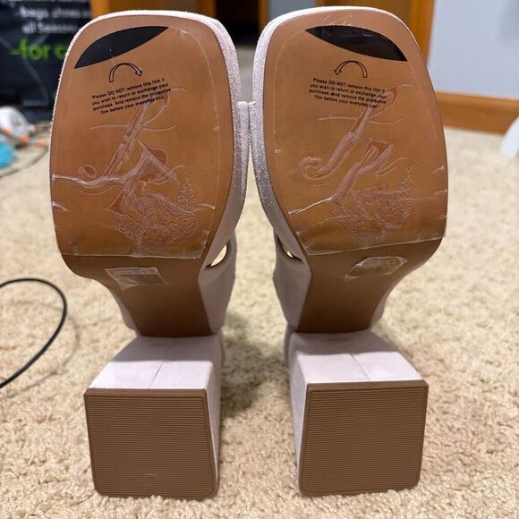 Free People Love is Everywhere leather platform block heel sandals size 37.5 cre - Picture 9 of 15